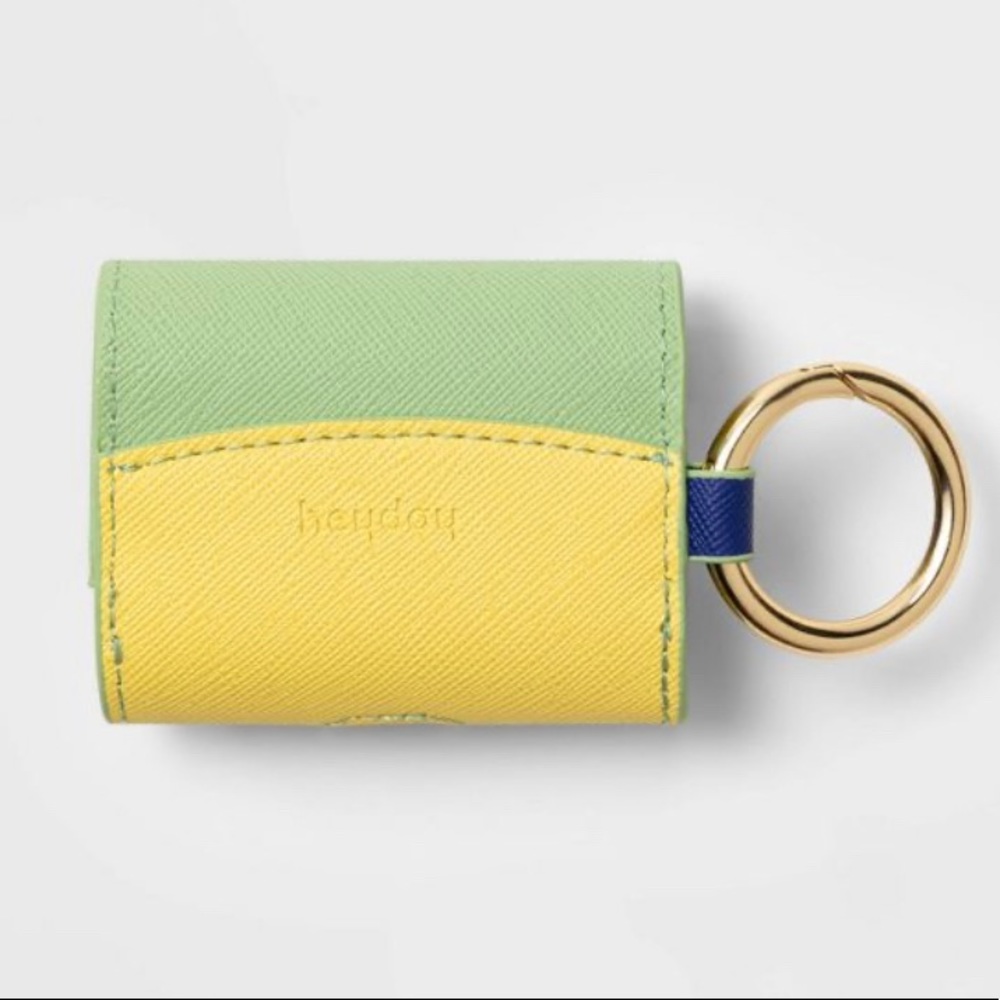 Heyday Apple AirPods Pro Leather Case with Clip - Green/Yellow/Blue